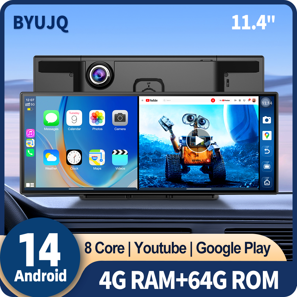 Car Dash Cam - BYUJQ 11.4'' Android 14 8 Core