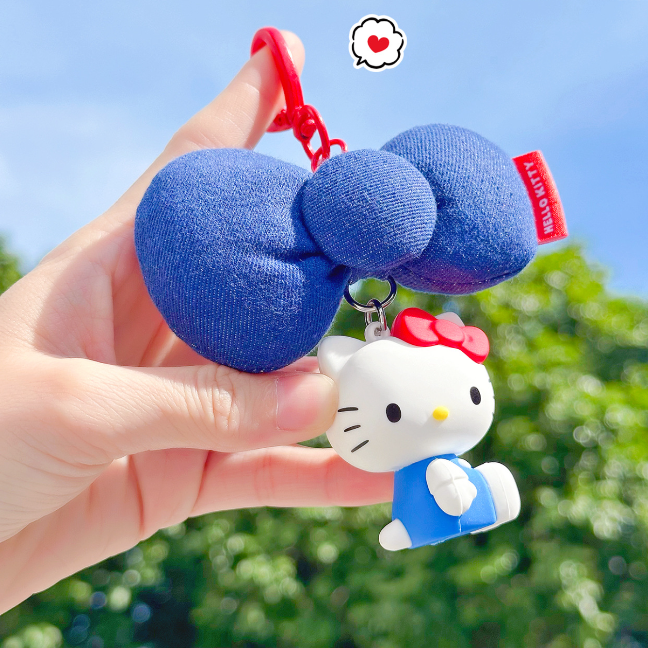 Denim Bow Hello Kitty Keychain - مراجعة Car Accessories Girly وسعره