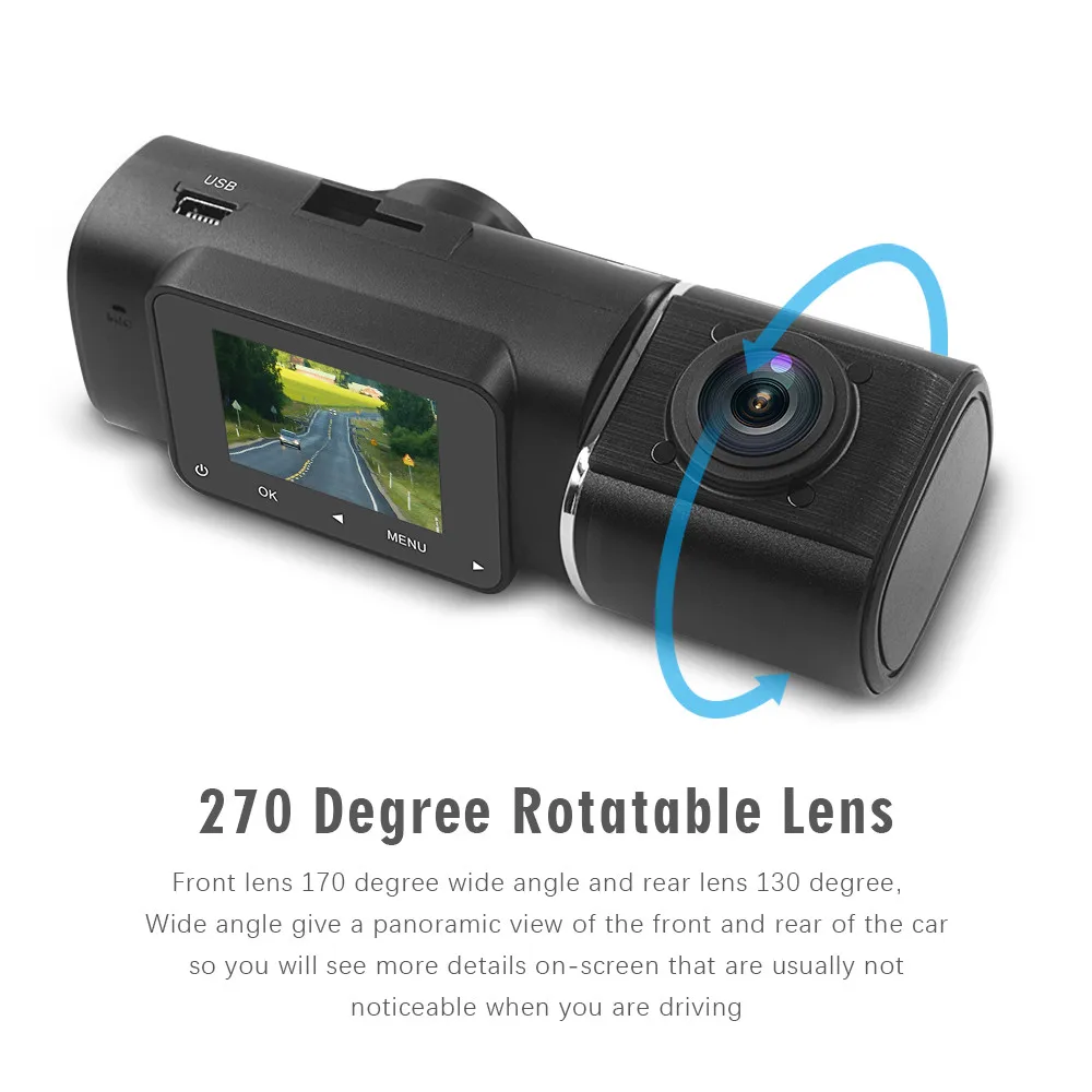 Car Dual Dash Cam Front and In - مراجعة Car Dash Cam وسعره