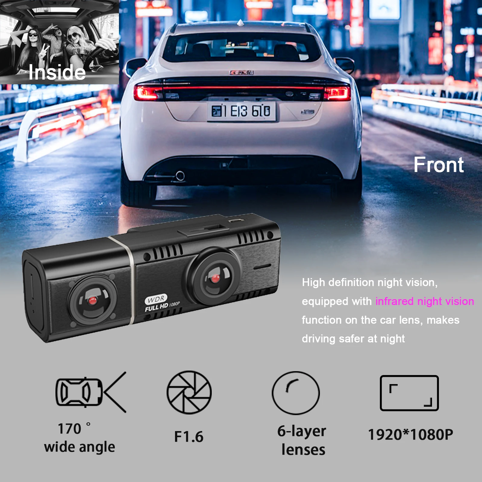 Car Dual Dash Cam Front and In - مراجعة Car Dash Cam وسعره