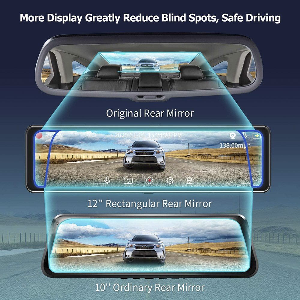 12 Inch Touch Screen Dual Came - مراجعة Car Dash Cam وسعره