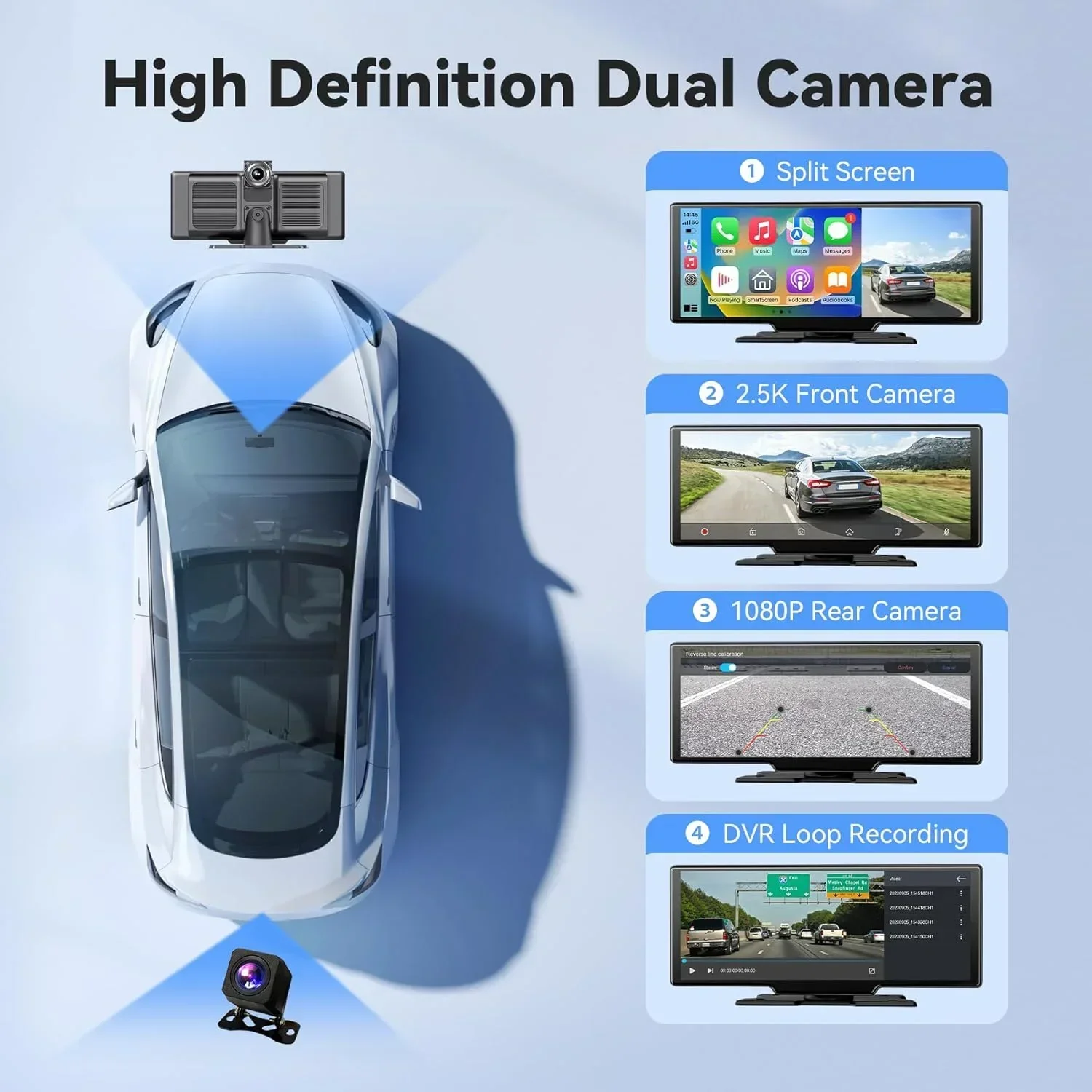 Portable 10.26'' Dash Cam Wire - مراجعة Car Dash Cam وسعره