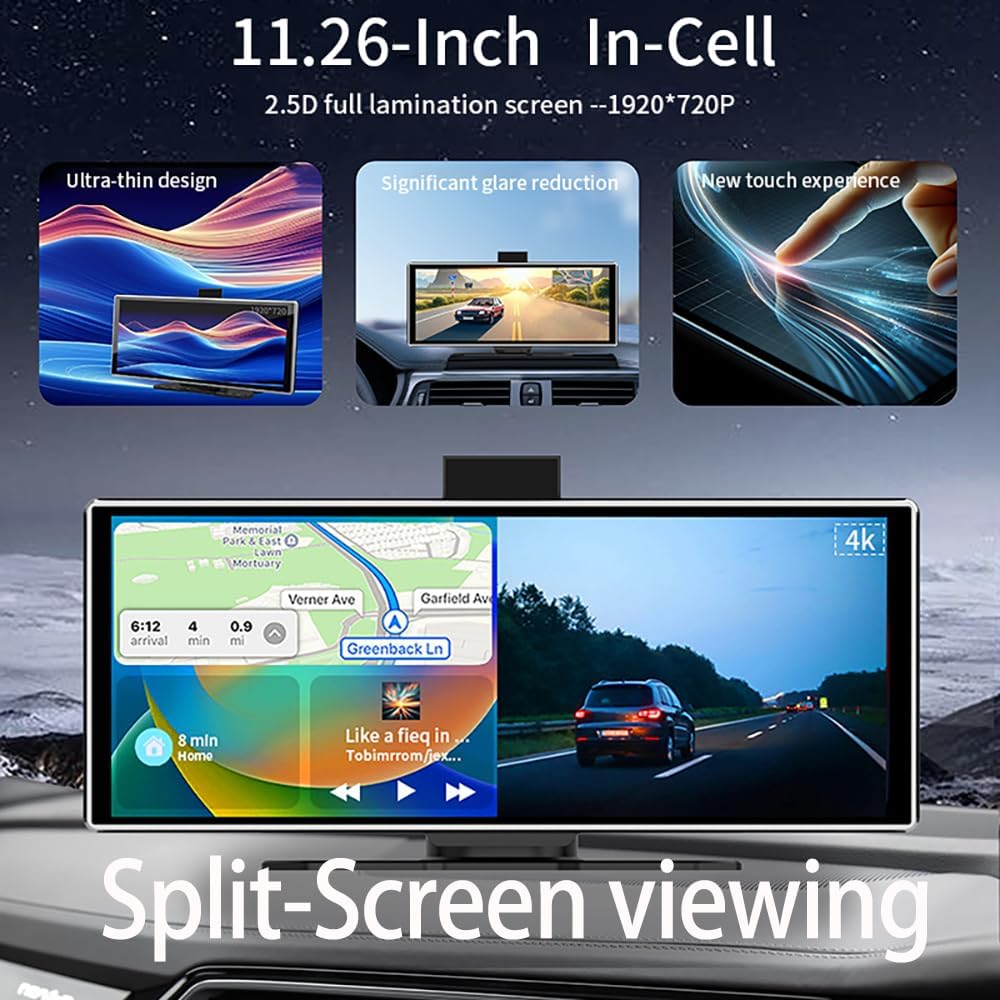 11.26 inch 4K Dash Cam Wireles - مراجعة Car Dash Cam وسعره